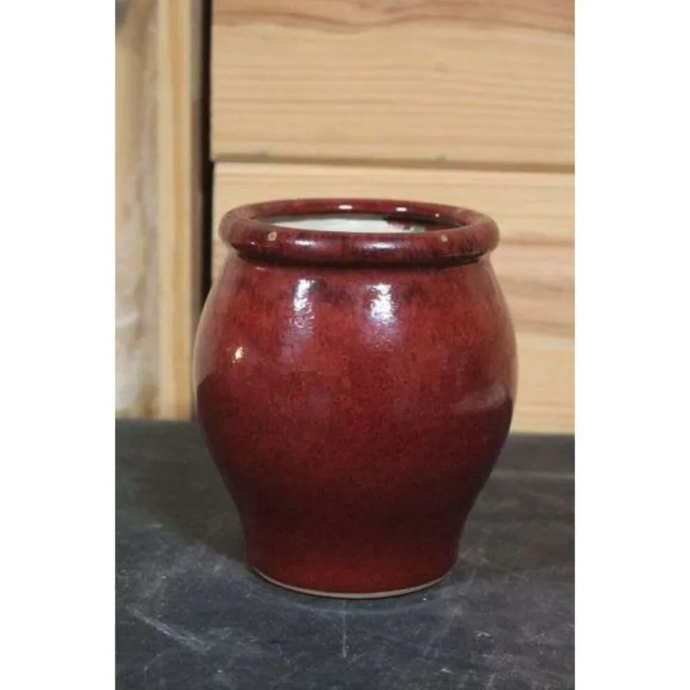 vtg oxblood glazed ceramic planter